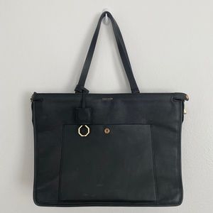 Louise Et Cie black leather shoulder laptop bag